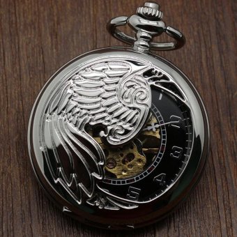 wanying Creative mechanical watch animal phoenix pattern provides packet machine carved gold pocket watch (Grey) - intl  