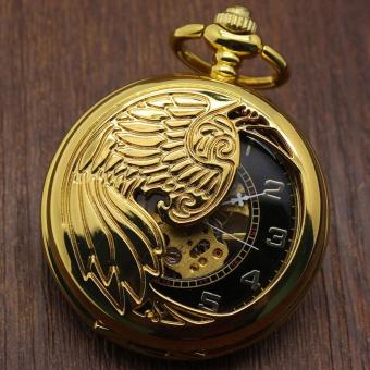 wanying Creative mechanical watch animal phoenix pattern provides packet machine carved gold pocket watch (Yellow) - intl  