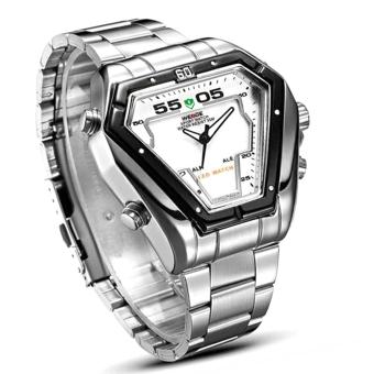 Weide 1102 Original Watch Jam Tangan Pria Analog LED Triangle Silver white  