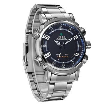 WEIDE Analog-digital LED Display Men's Sports Quartz Wrist Army Watch WH1101 - Silver Black - intl  