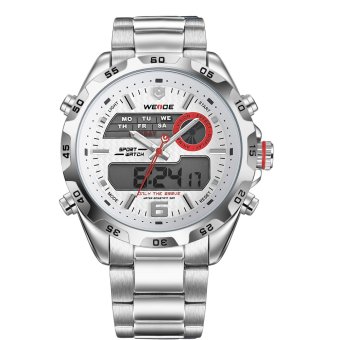 WEIDE Men's Analog Digital Watch Sport Outdoor Back Light Stainless Steel (White)  