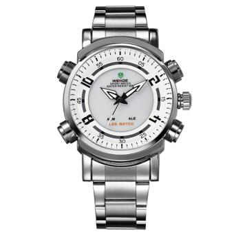 WEIDE Men's Quartz Wrist Army Watch LED Display Analog-digital Sports Watch WH1101 - Silver White - intl  