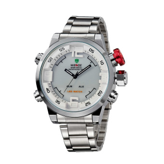 WEIDE Men's Watches Men Full Steel Quartz Watch LED Display Sports Wristwatches 30M Waterproof 2309 (silver) - intl  