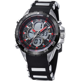 Weide Sports Watch Silicone Strap LED 30M Water Resistance WH1103 - Hitam/Merah  