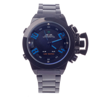 WEIDE WH-1008 pria kuarsa dan LED elektronik ganda tampilan waktu jam tangan - Hitam (1 x cr2016)  