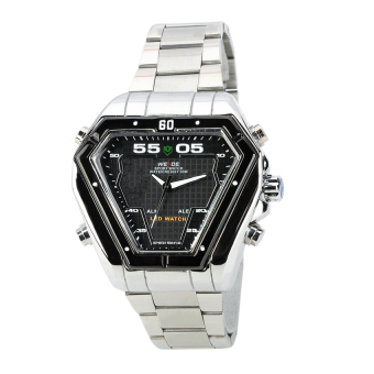 WEIDE WH1102-BS Stainless Steel Analog + LED Digital Quartz Waterproof Wrist Watch (Silver)  