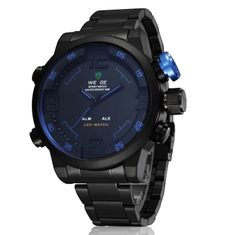 Weide WH2309-B kuarsa digital Fashion pria jam tangan stainless steel band (biru)  