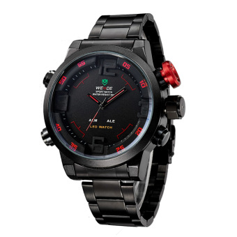 WEIDE WH2309B Military Sports Quartz Watch Double Movts Analog Digital LED Dual Time Display Alarm Wristwatch for Men (RED)  