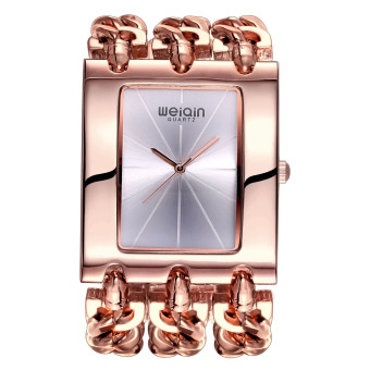 WEIQIN Brand Women Luxury Fashion Rose Gold Square Shaped Dial Bangle Watches 278105(Silver) - Intl  