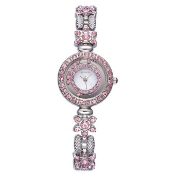 WEIQIN Flower Shape Shell Dial Flowing Beads Decoration Beauty Trend Women Dress Wrist watches pink  
