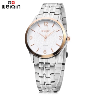 WEIQIN W00105G Male Quartz Watch Water Resistance Stainless Steel Strap 3ATM Wristwatch (White)  
