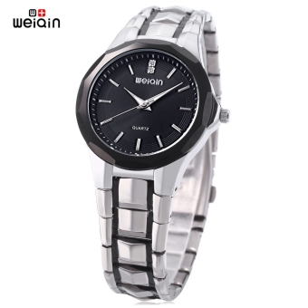 WeiQin W0099G Men Quartz Watch Artificial Diamond Dial Hardlex Mirror Luminous Wristwatch (Black)  