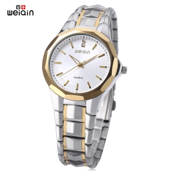 WeiQin W0099G Men Quartz Watch Artificial Diamond Dial Hardlex Mirror Luminous Wristwatch (Gold)  