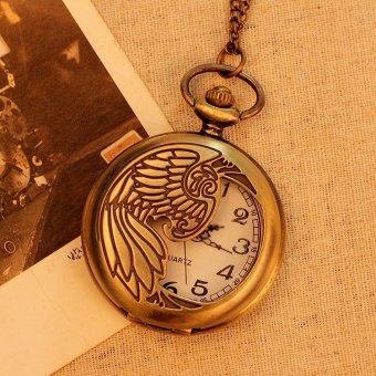 weishi Bronze Pocket Watch Necklace Quartz Pendant Vintage Unisex Men Women With Long Chain New Arrival (bronze) - intl  