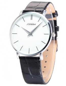 White Big Dial Mens Lady Women Unisex Leather Quartz Sport Wrist Watch Gift SNB011  