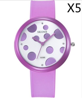 Wholesale SKONE 3926 Rhinestone Round Dial Silicone Womens Watches Fashion Casual Sweet Luxury Brand Wrist Watch Clock relojes mujer, 5pcs/pack - intl  