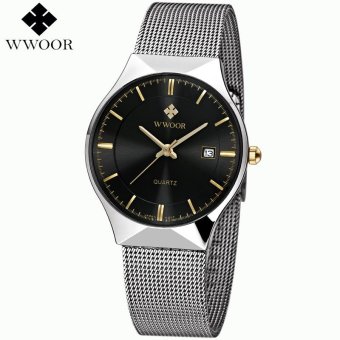Wholesale WWOOR Waterproof Steel Strap Male Casual Sport Wrist Watch 8016 - intl  