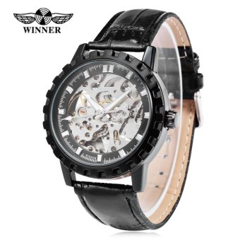 Winner 047 Male Automatic Mechanical Watch Luminous Transparent Movt Men Wristwatch (Black) - intl  