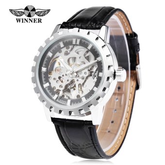 Winner 047 Male Automatic Mechanical Watch Luminous Transparent Movt Men Wristwatch (Silver) - intl  