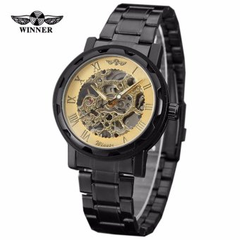 Winner Automatic Mechanical Men Brand Watch Business Luxury Stainless Steel Band Fashion Wristwatch (Black&Gold) - intl  