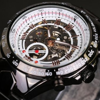 Winner Brand Luxury Sport Watch Mens Automatic Skeleton Mechanical Wristwatches Fashion Casual Stainless Steel Relogio Masculino (White Silivery) - intl  