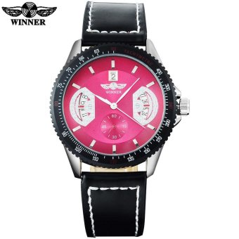 WINNER brand men luxury mechanical watches leather strap fashion sport men's automatic auto date watches male clock reloj hombre - intl  