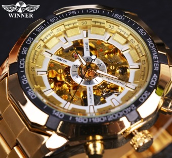 Winner Classic Transparent Full Golden Mens Watches Top Brand Luxury Men Sport Automatic Skeleton Wrist Watch - Intl  