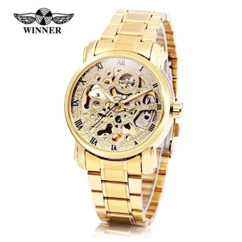 Winner F1205217 Male Auto Mechanical Watch Hollow-out Dial Daily Water Resistance Luminous Wristwatch (Gold) - intl  