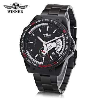 Winner F120594 Men Mechanical Watch Date Display Luminous Stainless Steel Band Wristwatch (Black) - intl  