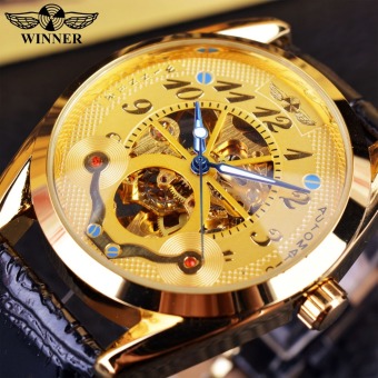Winner Fashion Casual Designer Full Golden Case Skeleton Brand Luxury Automatic Mens Watches - Intl  