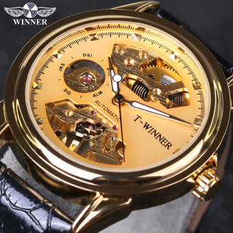 Winner Luxury Sport Clock Gold Skeleton Military Mechanical Montre Relojes Men Watch  