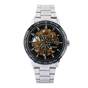 Winner Mechanical Stainless Steel Automatic Hollow Watch Sliver Color  