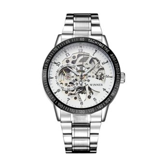 Winner Watches Men Sport Watch Mens Skeleton Watch Automatic Mechanical Army Wrist Watch Wristwatch relogio masculino (White) - intl  