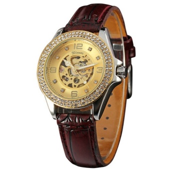 WINNER Women Unisex Luxury Formal Casual Automatic Mechanical Watch Leather Strap Golden Jewel Case + GIFT BOX 241 - intl  