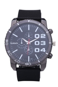 WoMaGe 1091 Men's Watches Fashion Casual Quartz Watch Rubber Wrist Military Sports Watch Brand (Black) - intl  