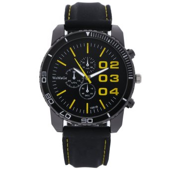 Womage Fashion Casual Men Big Dial Silicone Alloy Quartz Movement Watch Yellow(Yellow)  
