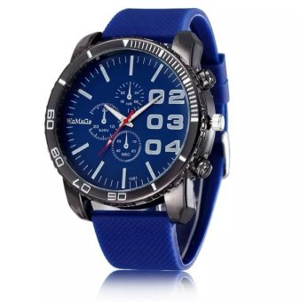 WOMAGE Men Quartz Silicone Band Big Large Dial Clock Sport Watch Men Wristwatches relogios blue  