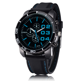 WoMaGe Men's Sports Fashion Watches Leather Strap Dark Blue 222703  