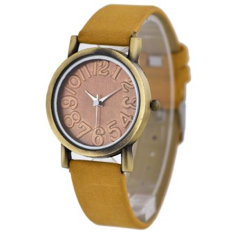 WoMaGe Vintage Casual Women Frosted PU Leather Strap Quartz Watch Orange  