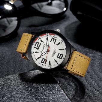 Women Leather Business Watch Men Luxury Brand Quartz Clock (Khaki) - intl  