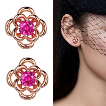 Women's Rose Flower Earrings Lovely Ear Studs Party Elegant Charm Jewelry - intl  