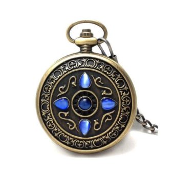 wuzeyu Watch authentic retro European watch lucky stone five catstone watch men Rome Mechanical Pocket Watch (Blue) - intl  