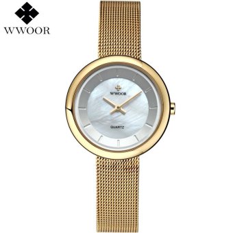 WWOOR Brand Luxury Ladies Casual Quartz Watch Women Waterproof Clock Steel Bracelet Women Watches Silver Montre 8820  