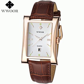 WWOOR Men Watches Top Brand Luxury Glow Hour Date Square Clock Male Waterproof Casual Quartz Watch Men Leather Strap Sport Wrist Watch - intl  
