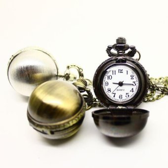 xiteng Pocket watch silver pearl shape for women ladies girls with long chain quartz pendants wholesale dropship - intl  