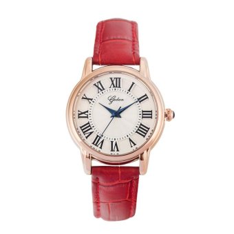 YADAN Women's Watches Quartz Casual Leather Strap Red Color - intl  