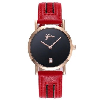 YADAN Women's Watches Quartz Simple Leather Strap Red Color - intl  