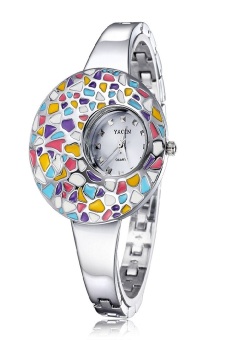 Yaqin Alloy Bracelet Dress Women Fashion Casual Quartz Watch grey color  