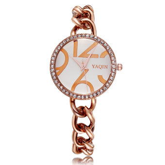 YAQIN Women's Luxury Full Rhinestone Dial Quartz Bangle Watches 220301(White) - Intl  
