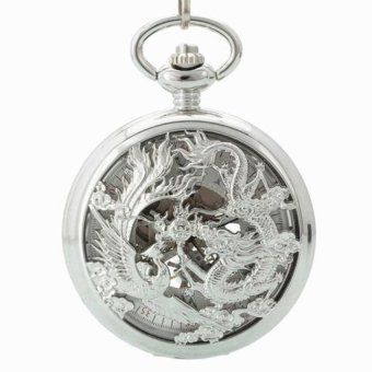 yazhang 20pcs/lot Steampunk retro silver mechanical pocket watchAntique Dragon phoenix stereo carve patterns mechanical pocketwatch (White) - intl  